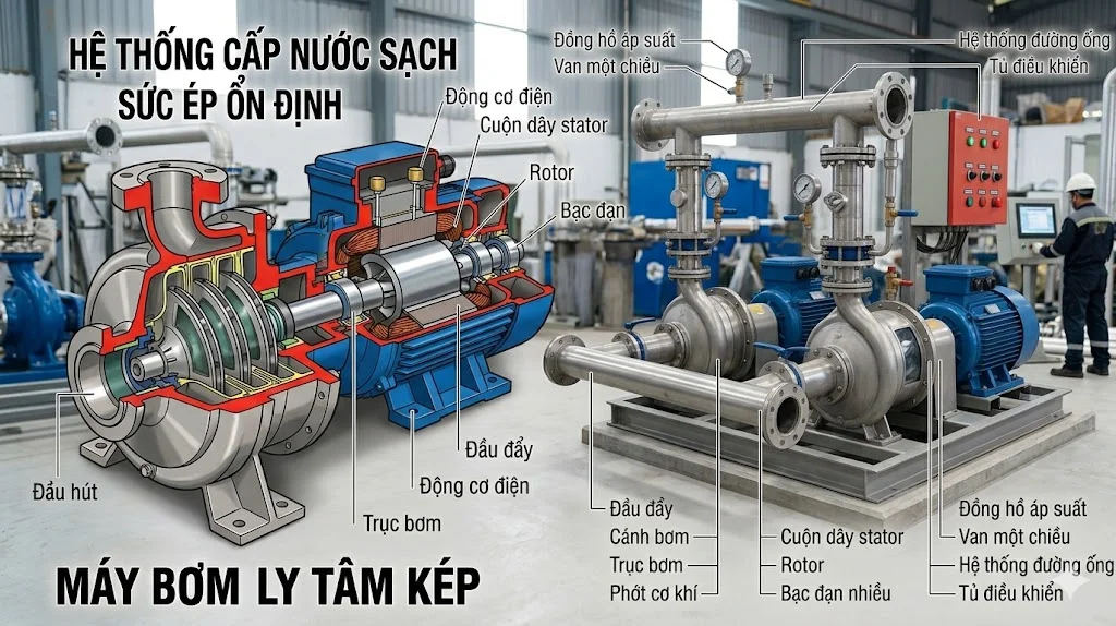 Phân loại máy bơm nước kép phổ biến