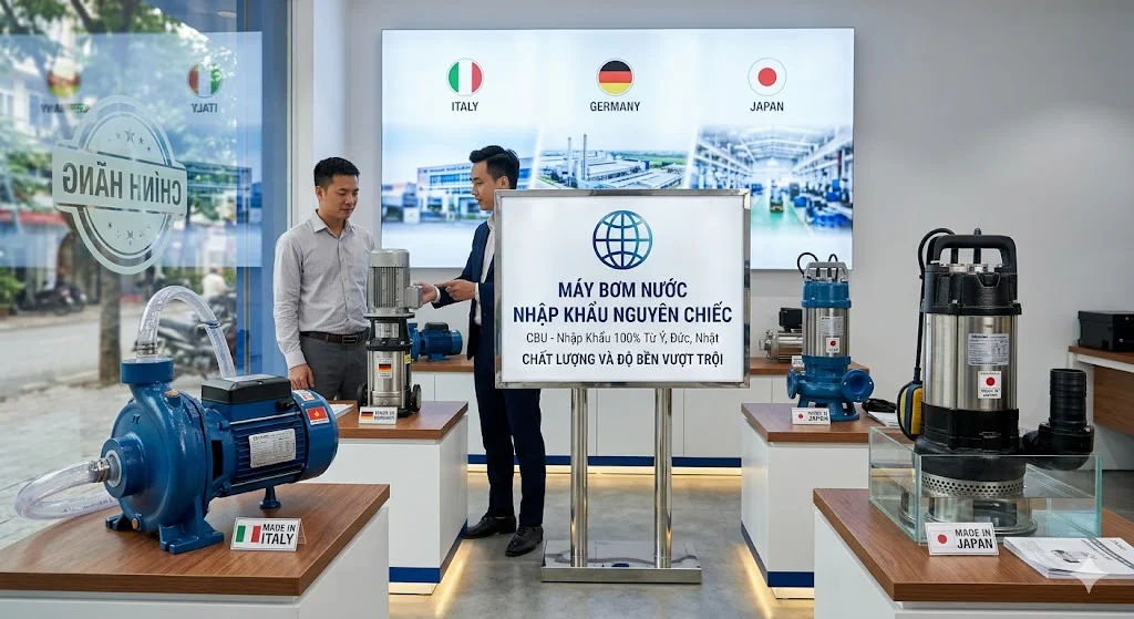 Khái niệm máy bơm nước nhập khẩu nguyên chiếc và đặc điểm nổi bật
