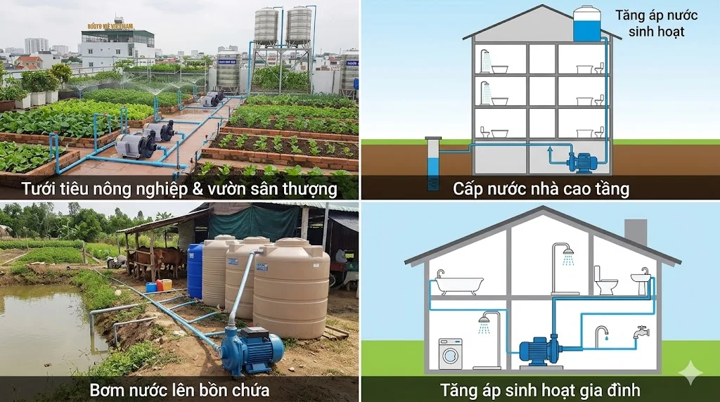 Phân loại máy bơm nước Super Win 1.5 HP phổ biến