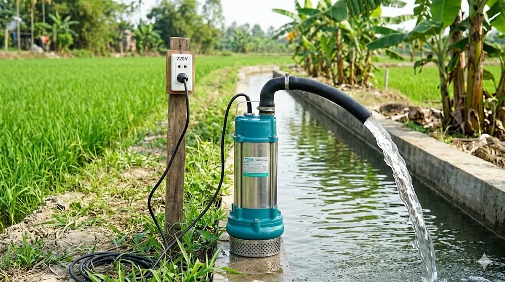 Khái niệm máy bơm tõm một pha trong thực tế