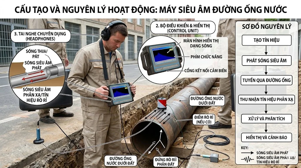 Nguyên lý hoạt động của máy siêu âm đường ống 