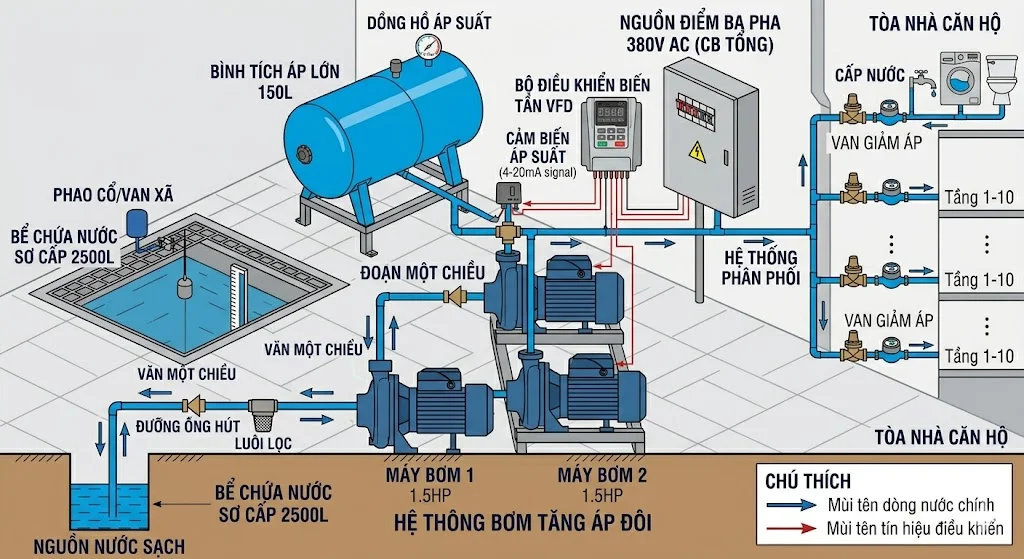 Nguyên lý hoạt động của máy bơm nước tự động