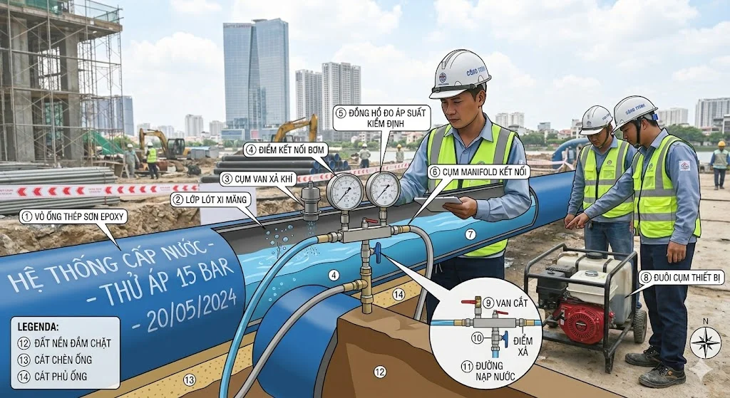 Các phương pháp thử áp trong đường ống phổ biến