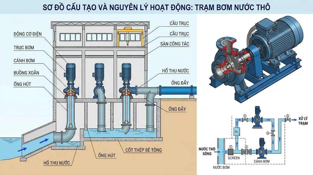 Các thông số kỹ thuật quan trọng của trạm bơm thô