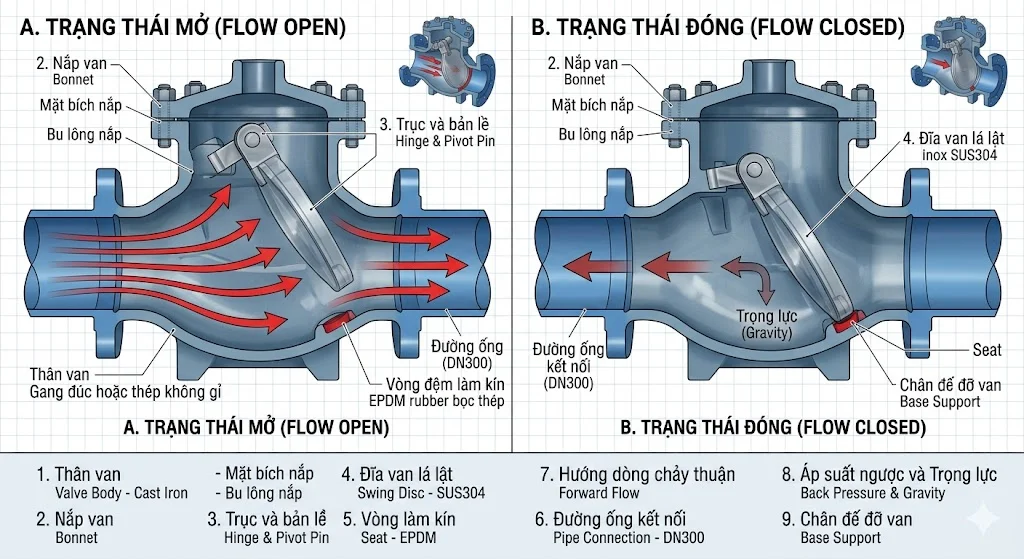 Cấu tạo và nguyên lý hoạt động của van clape
