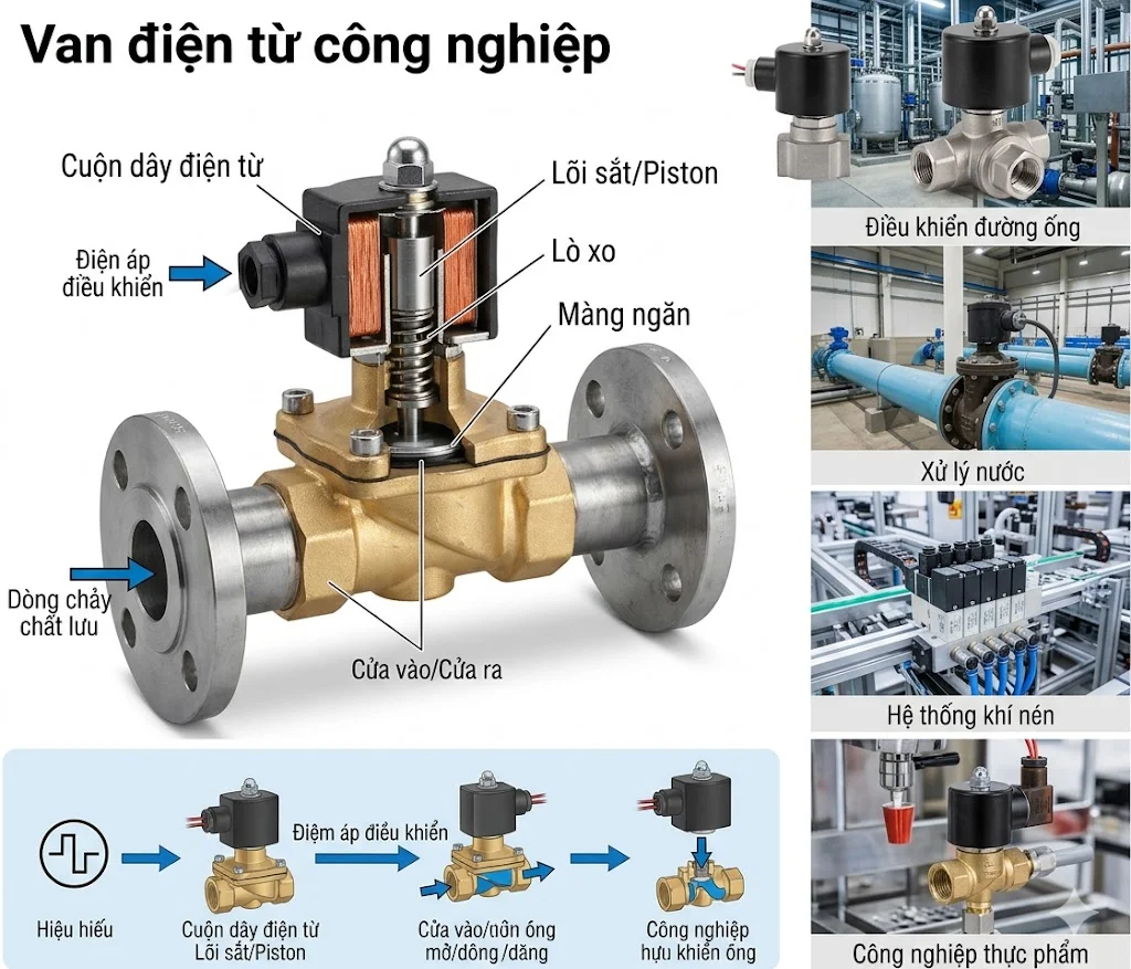 Khái niệm van điện công nghiệp và đặc điểm nổi bật
