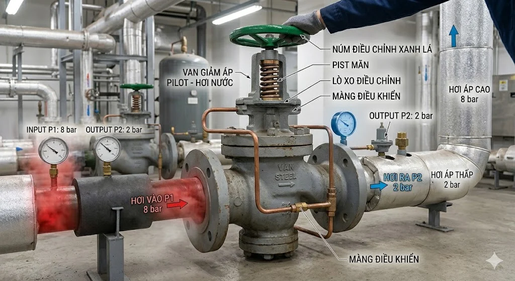 Khái niệm van giảm áp hơi trong thực tế