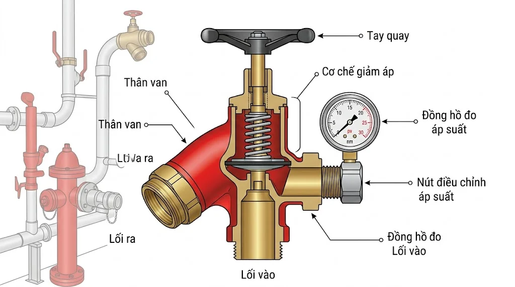 Khái niệm van góc giảm áp và đặc điểm nổi bật