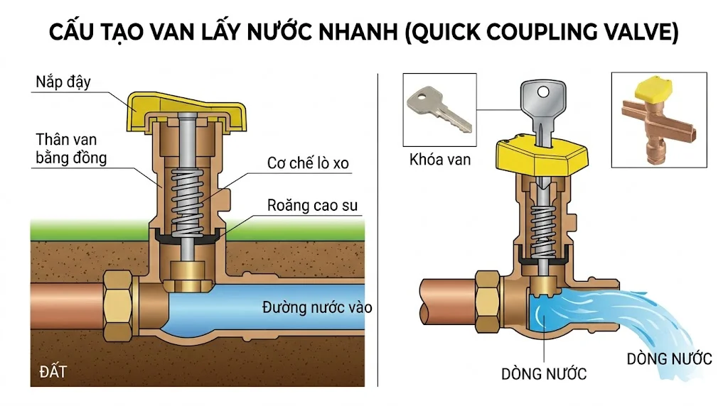 Cấu tạo của van lấy nước nhanh