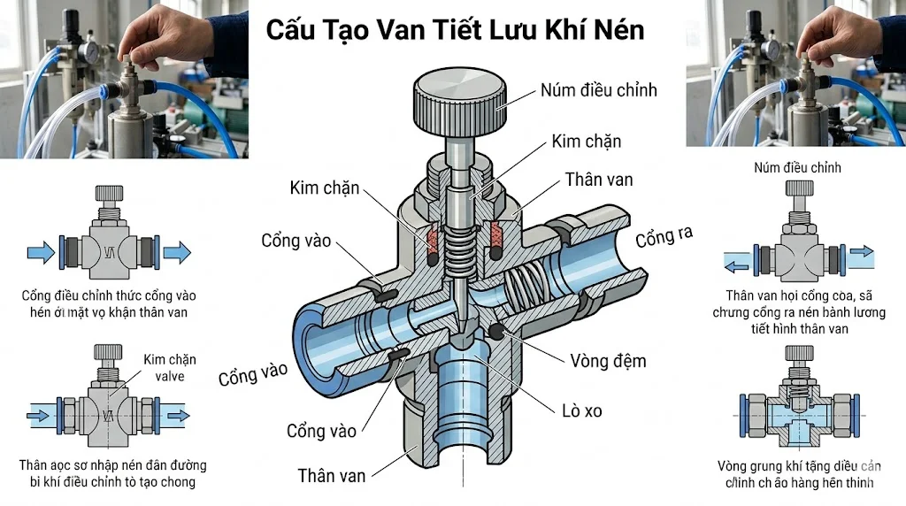 Cấu tạo và nguyên lý hoạt động của van tiết lưu điều chỉnh khí