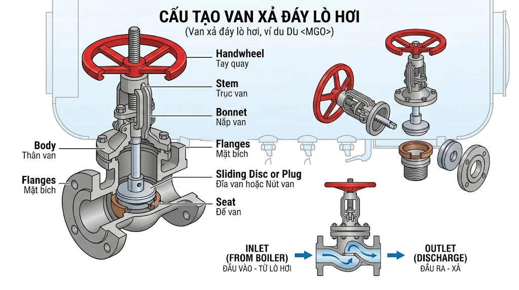 Cấu tạo và nguyên lý hoạt động của van xả lò hơi