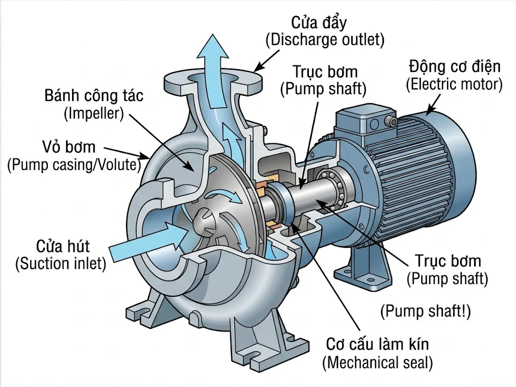 Cấu tạo và nguyên lý hoạt động của water pump