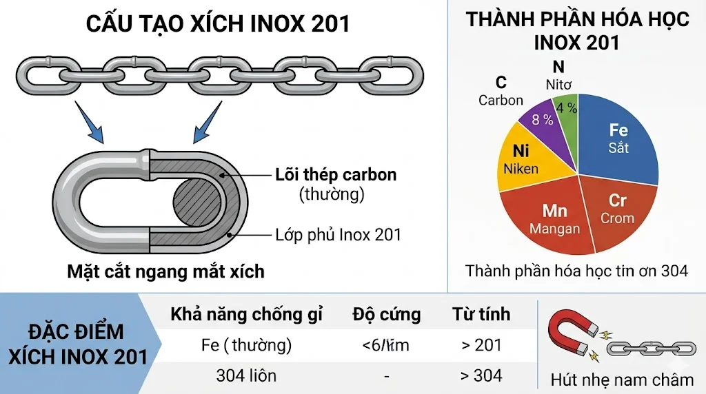 Phân loại xích inox phổ biến