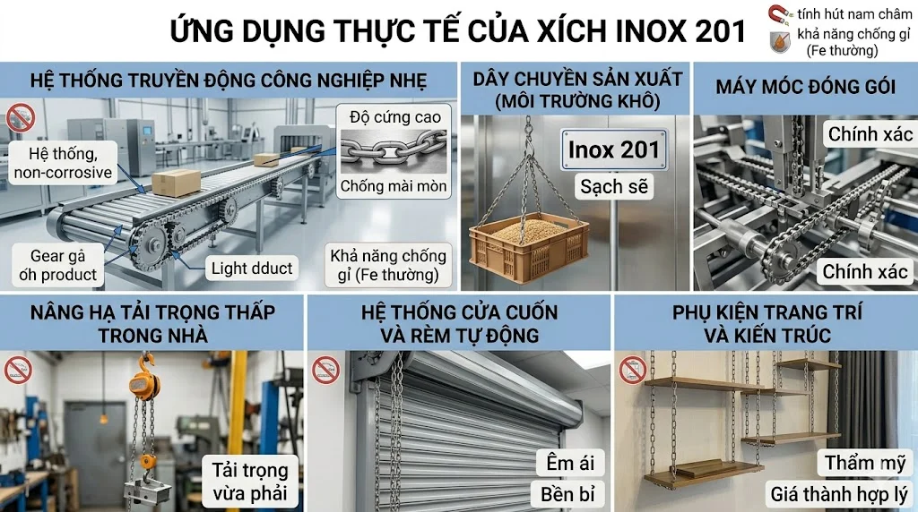 Ứng dụng thực tế của xích 201