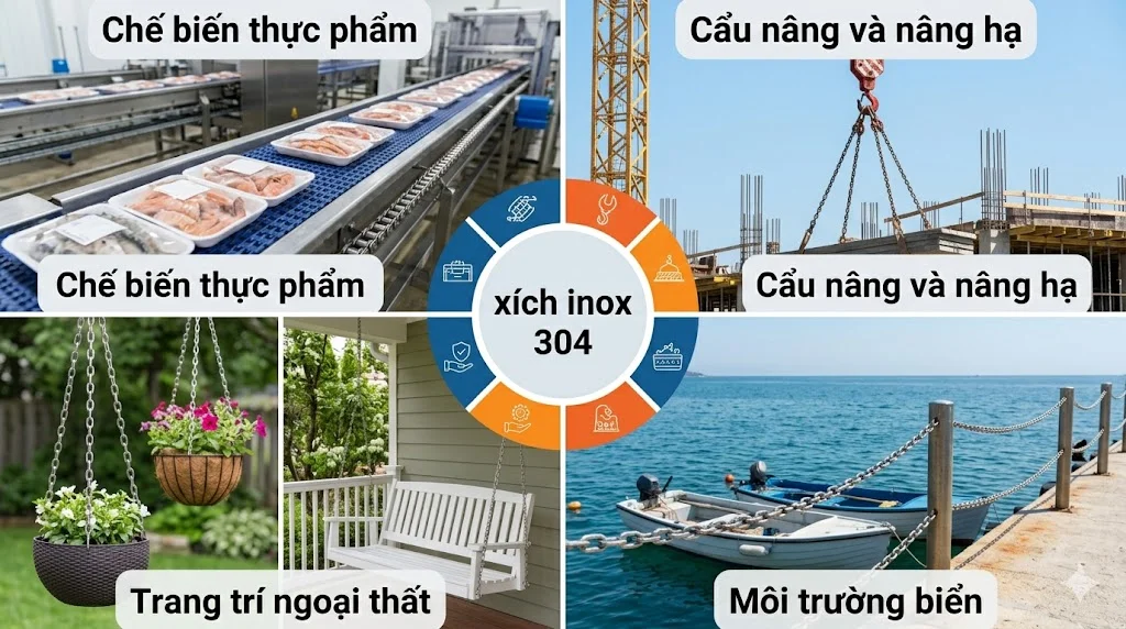 Ứng dụng thực tế của xích 304
