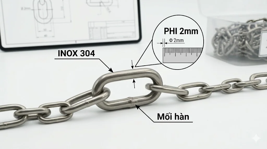 Cách chọn xích inox 304 Φ 2 đúng kỹ thuật