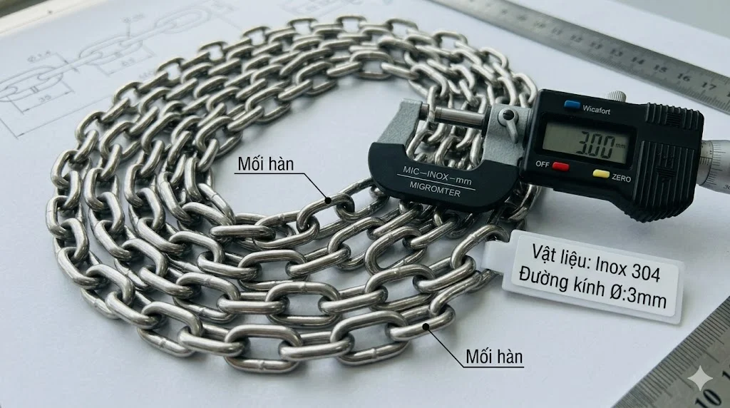 Cách chọn xích inox 304 Φ 3 đúng kỹ thuật