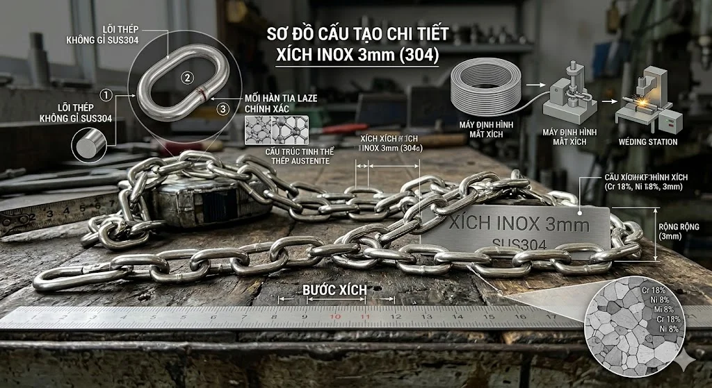 Ứng dụng của xích inox 3mm