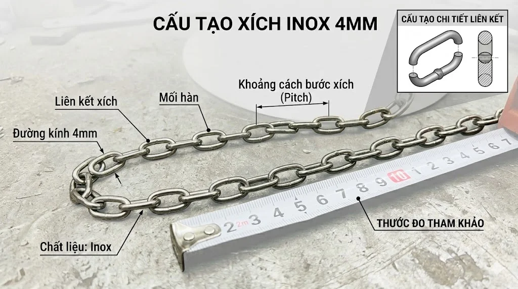 Ứng dụng của xích inox 4 mm
