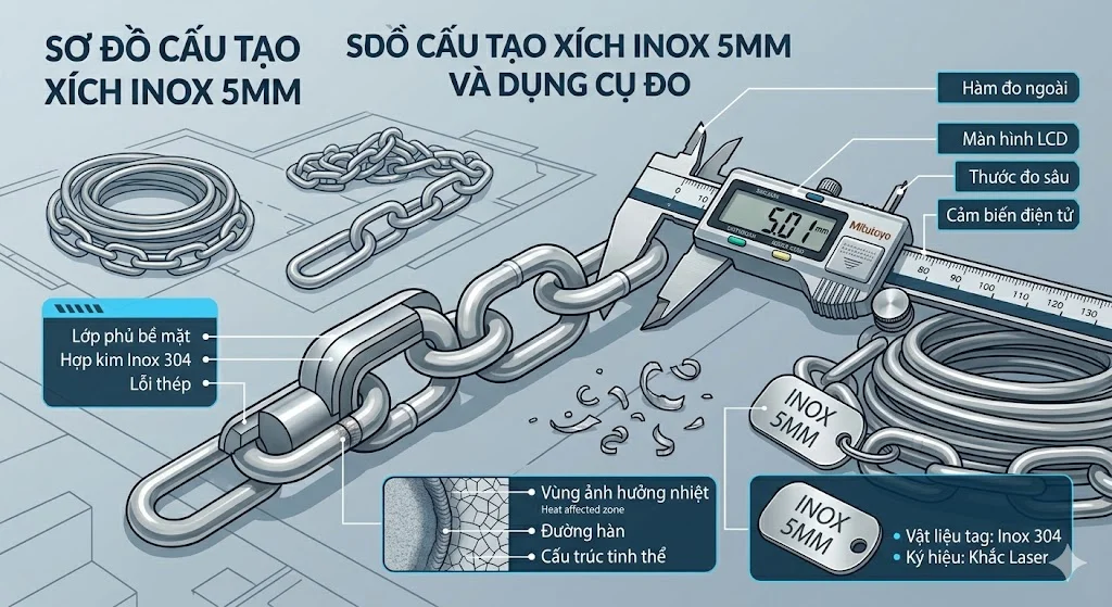 Cách chọn xích inox 5 mm đúng kỹ thuật