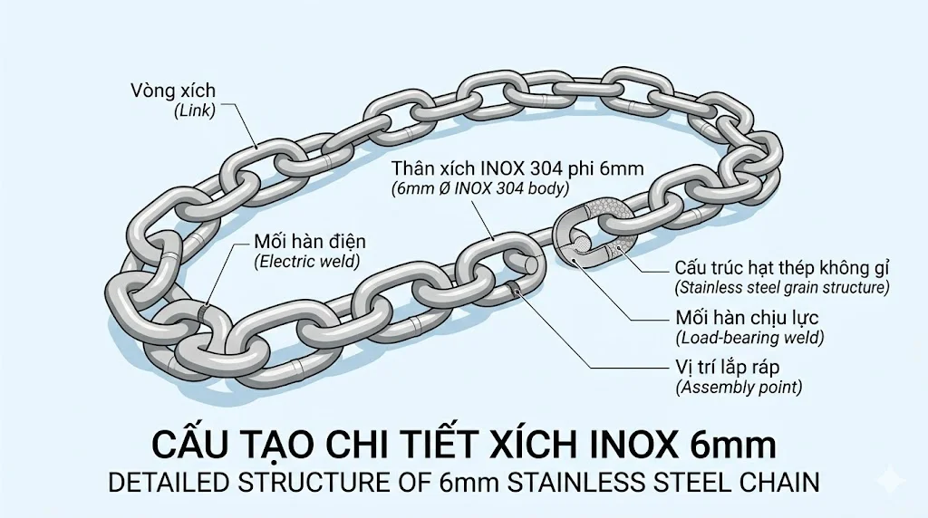 Ứng dụng của xích inox 6 mm