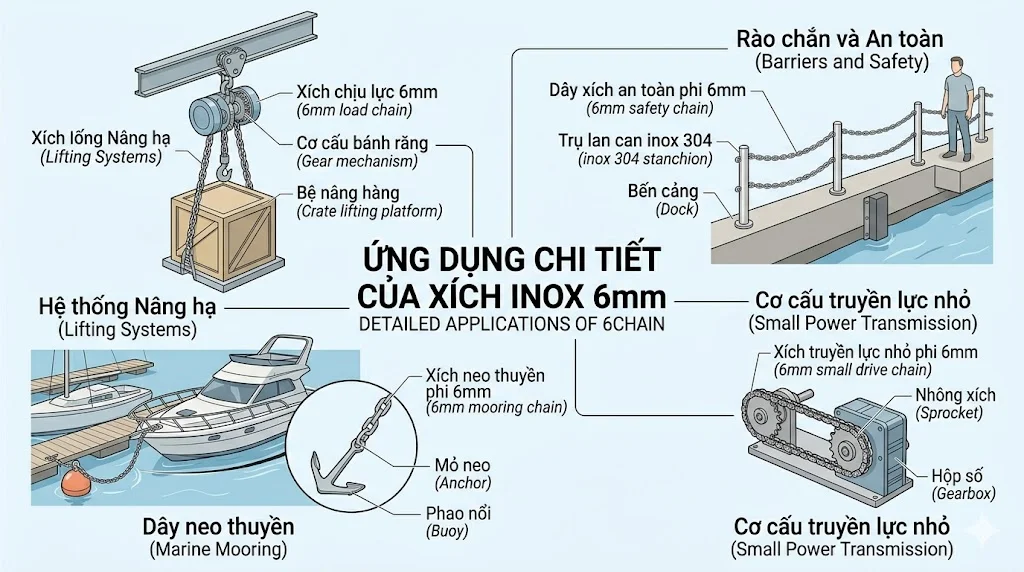 Cách chọn xích inox 6 mm đúng kỹ thuật