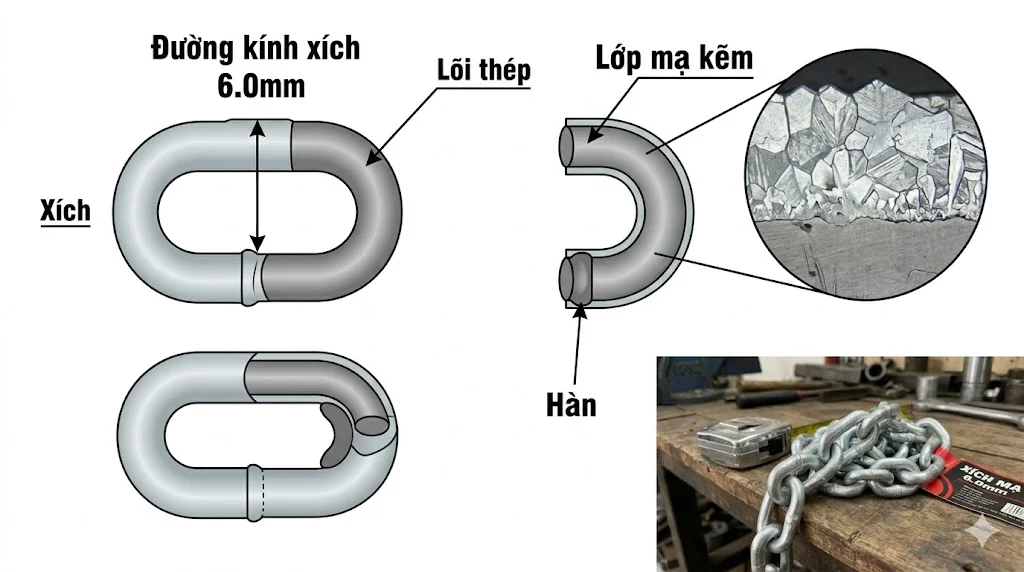 Cách chọn xích mạ 6mm đúng kỹ thuật