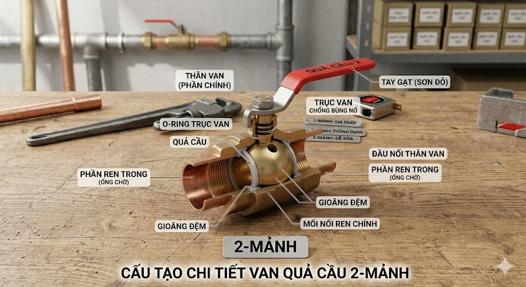 Cấu tạo 2 ball valve