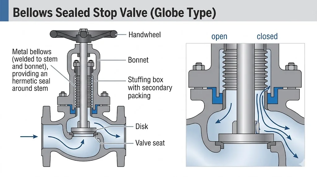 Khái niệm Bellows Sealed Stop Valve trong thực tế
