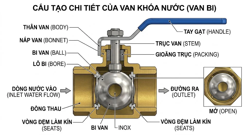 Giới thiệu và đặc điểm nổi bật của kết cấu van khóa nước