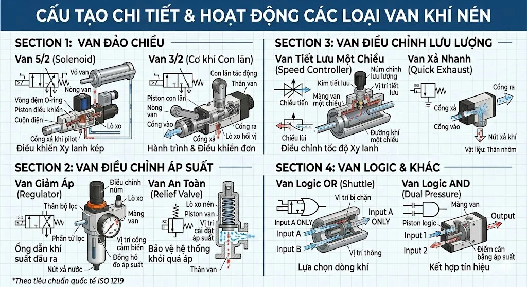 Các loại ký hiệu van khí nén phổ biến