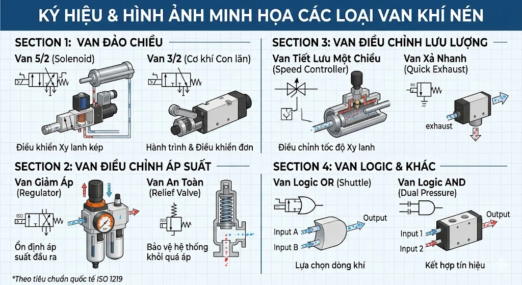Khái niệm ký hiệu van khí nén trong sơ đồ kỹ thuật