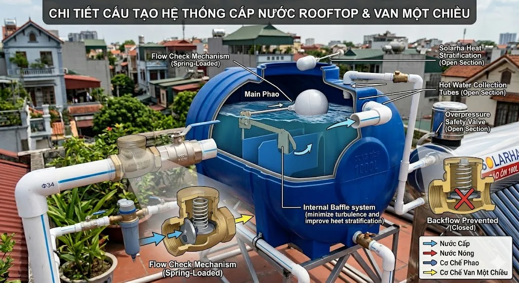 Cấu tạo chi tiết của van một chiều cho bồn nước trong thực tế