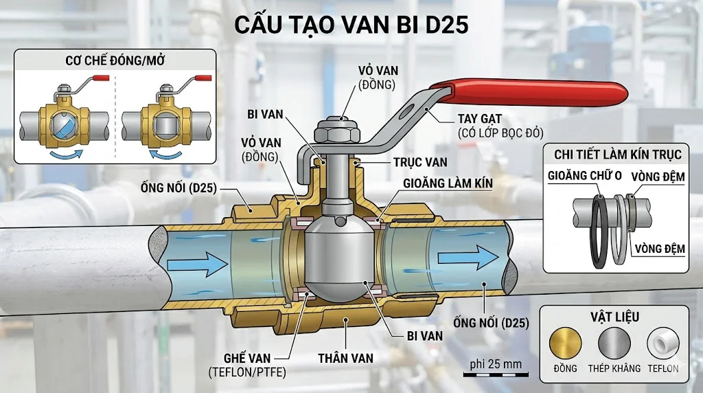 Các loại van bi D25 phổ biến