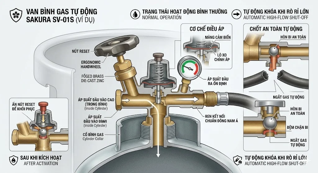 Cấu tạo và nguyên lý hoạt động của van ngắt ga tự động