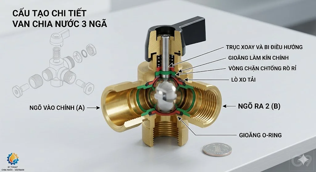 Cấu tạo van chia nước 3 đường