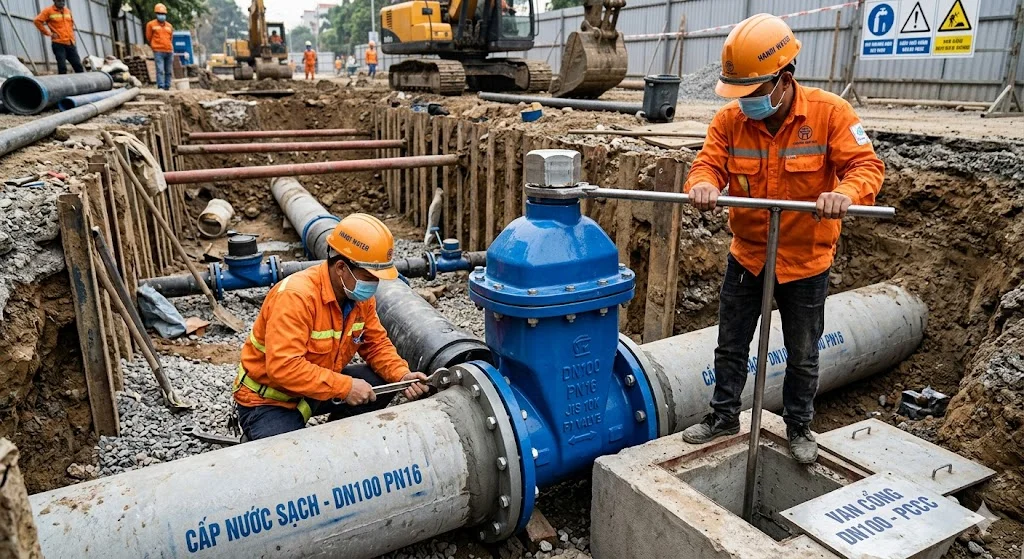 Thông số kỹ thuật van cổng ty chìm nắp chụp DN 100