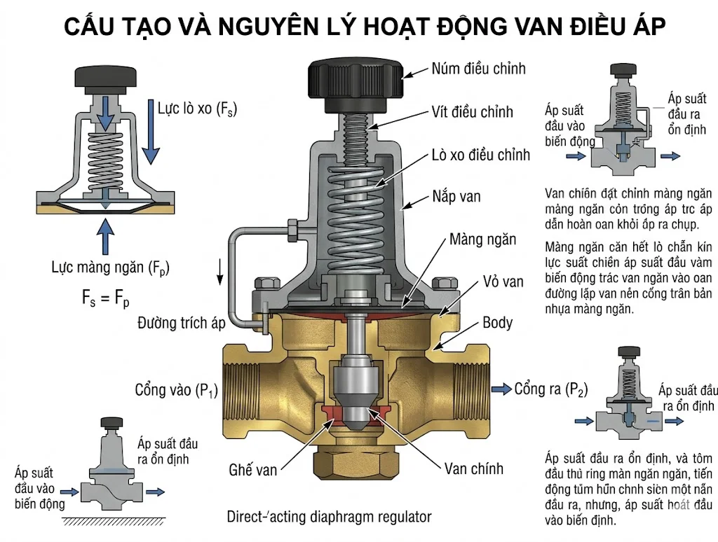 Cấu tạo van nước điều chỉnh áp