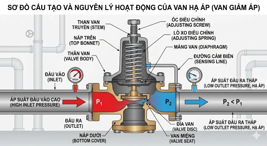 Van nước hạ áp và ứng dụng thực tế