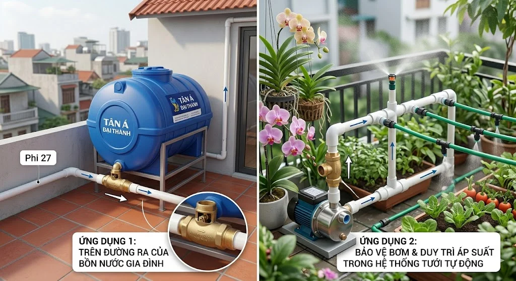 Ứng dụng của van nước 1 chiều Φ 27 trong thực tế