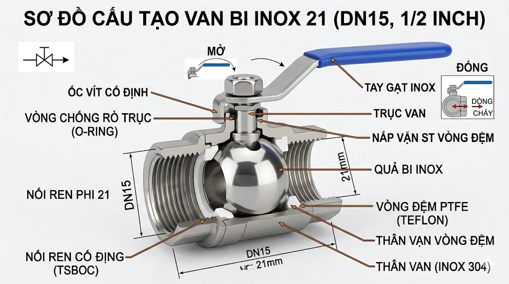 Các loại van nước inox phổ biến