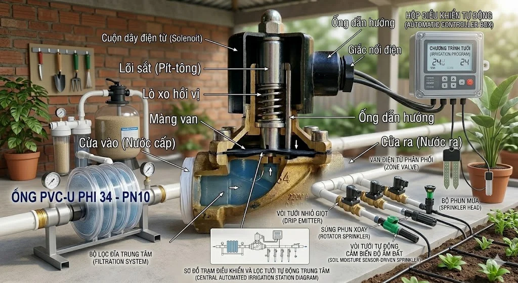 Thông số kỹ thuật van nước điện từ Φ 34