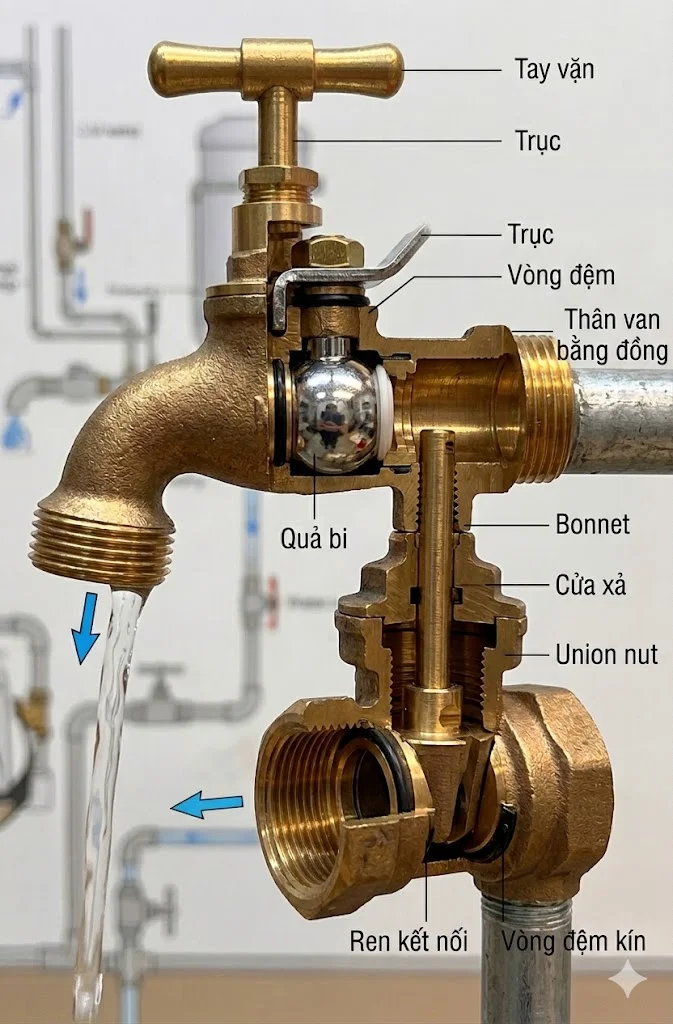 Thông số kỹ thuật van vòi bằng đồng